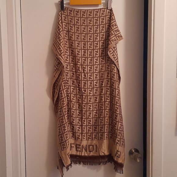 Fendi wool & silk Monogram Scarf/Shawl/Wrap. - Picture 1 of 12
